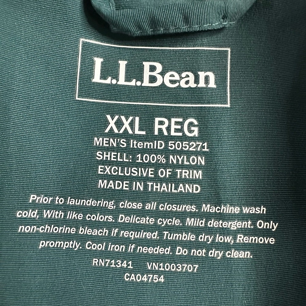 LL Bean Windbreaker Mens XXL Teal Mountain Classic Anorak Jacket Hooded Nylon - Picture 6 of 8